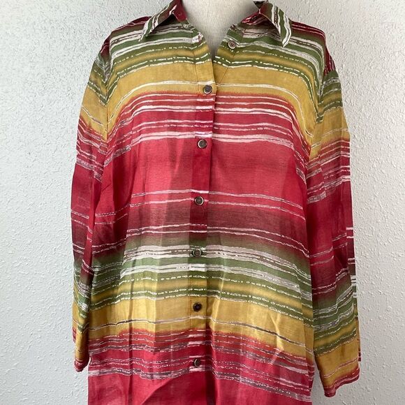 EUC Alfred Dunner Womens Mulit-Colored Button Down Shirt Size 18W - Picture 1 of 5